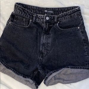Zara high waisted mom jean shorts